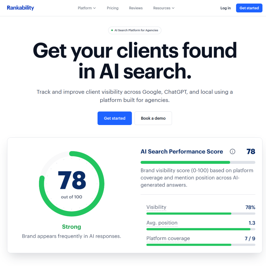 rankability.com homepage screenshot