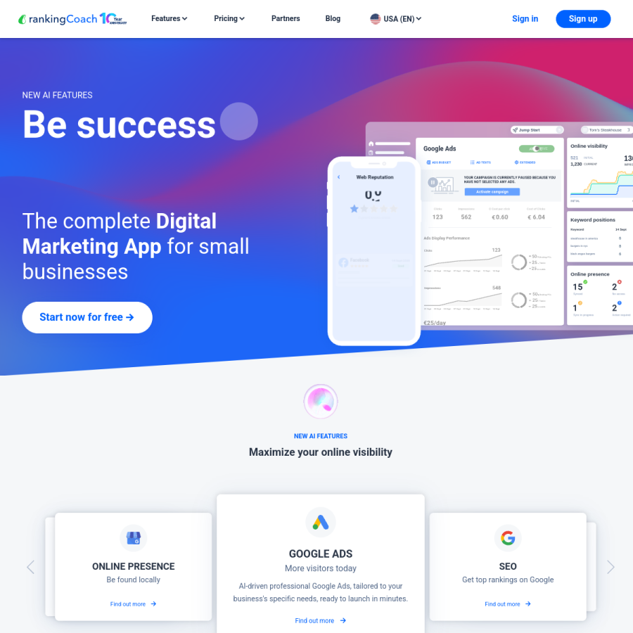 rankingcoach.com homepage screenshot