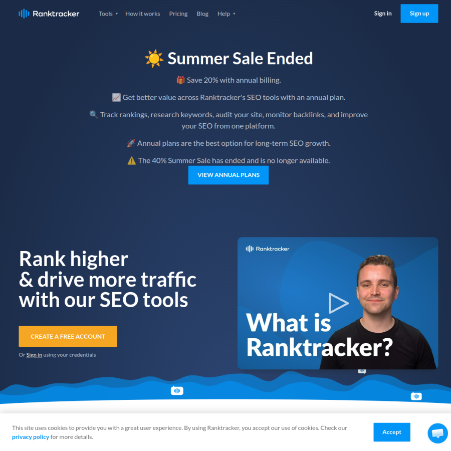 ranktracker.com homepage screenshot