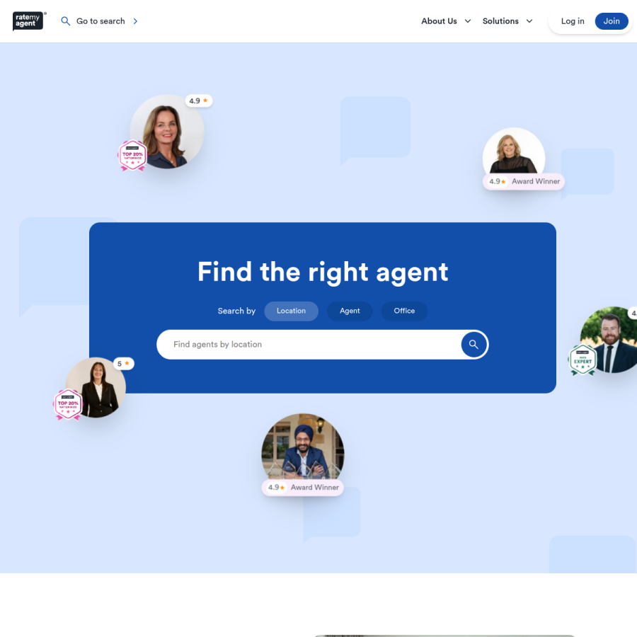 ratemyagent.com.au homepage screenshot