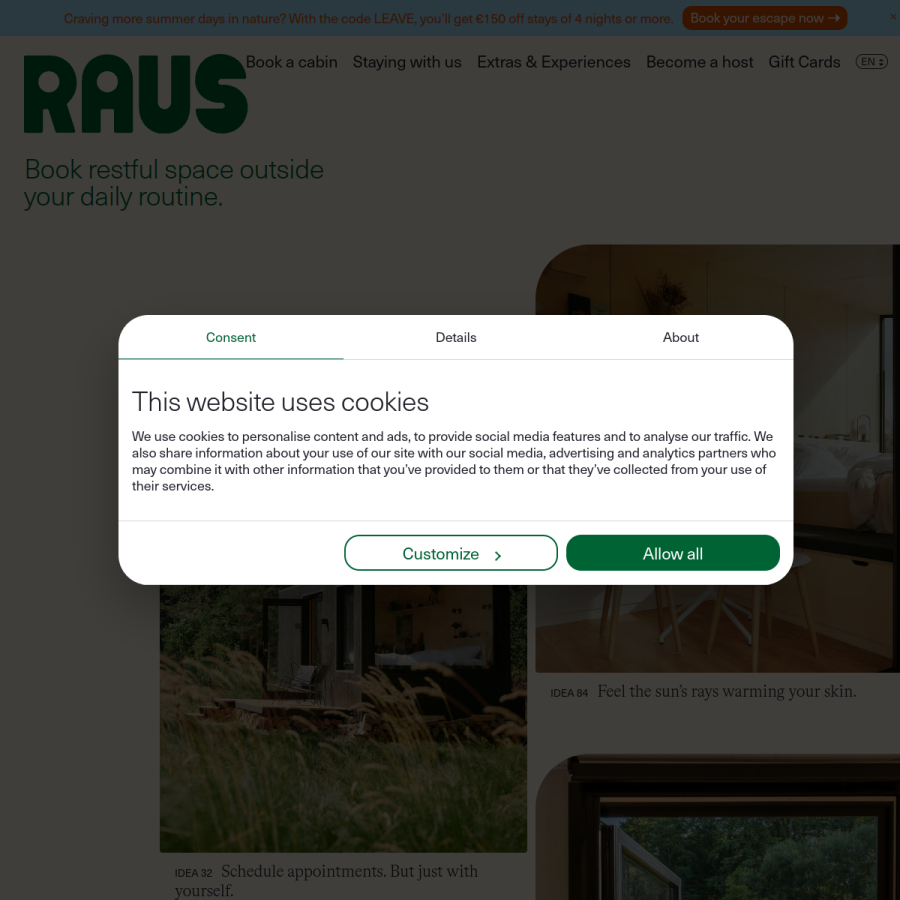raus.life homepage screenshot