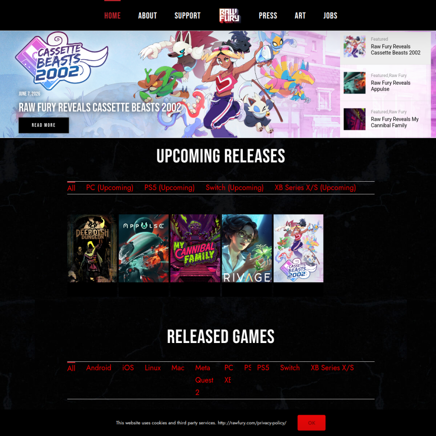 rawfury.com homepage screenshot