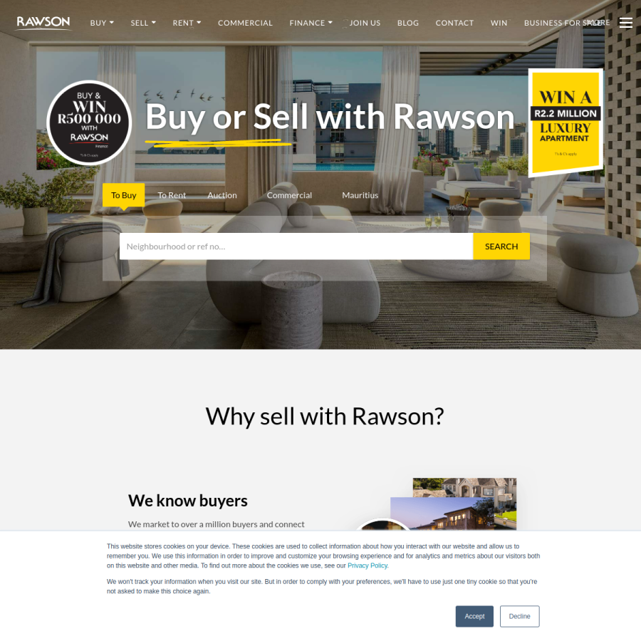 rawson.co.za homepage screenshot