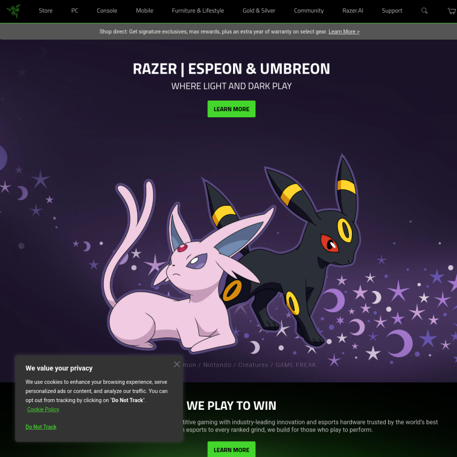 razer.com homepage screenshot