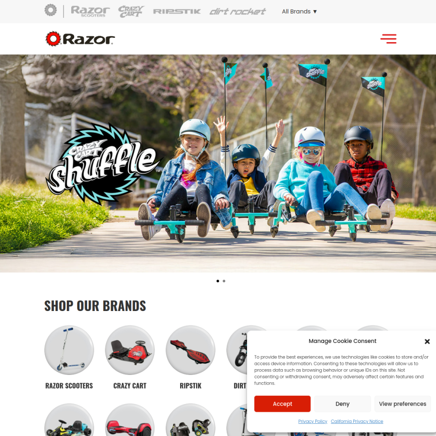 razor.com homepage screenshot