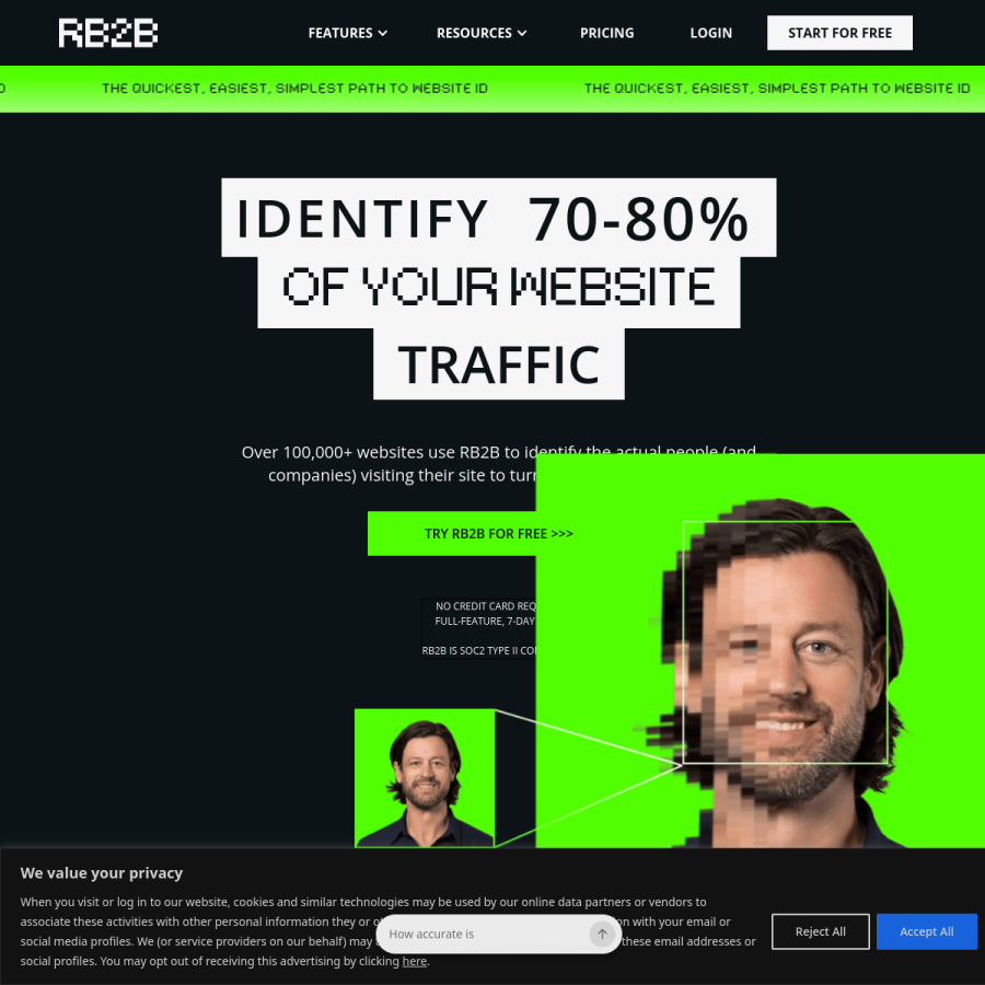rb2b.com homepage screenshot