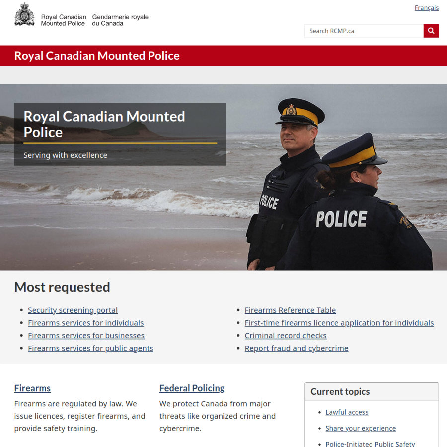rcmp-grc.gc.ca homepage screenshot