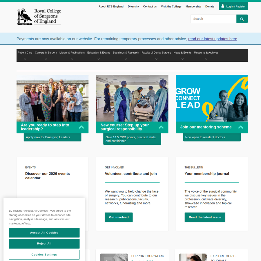 rcseng.ac.uk homepage screenshot