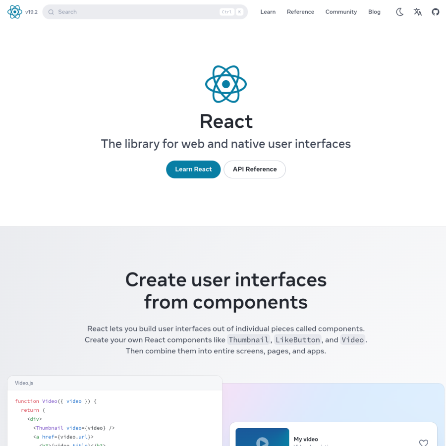 reactjs.org homepage screenshot