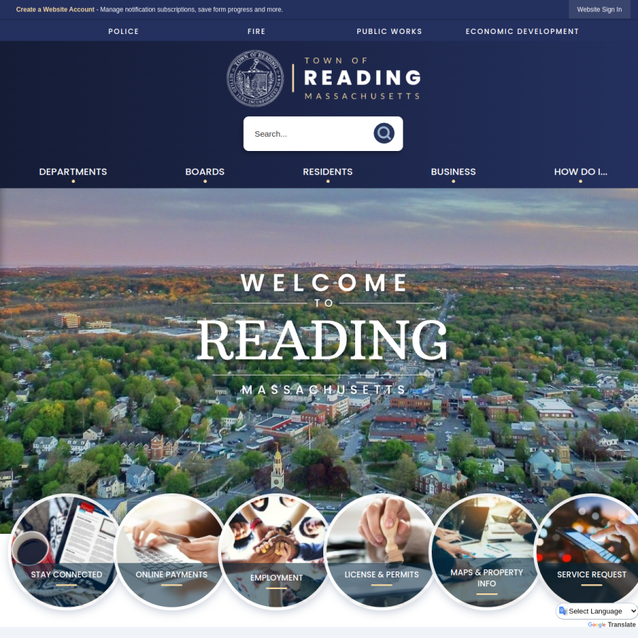readingma.gov homepage screenshot