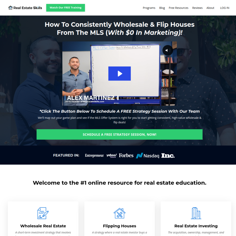 realestateskills.com homepage screenshot