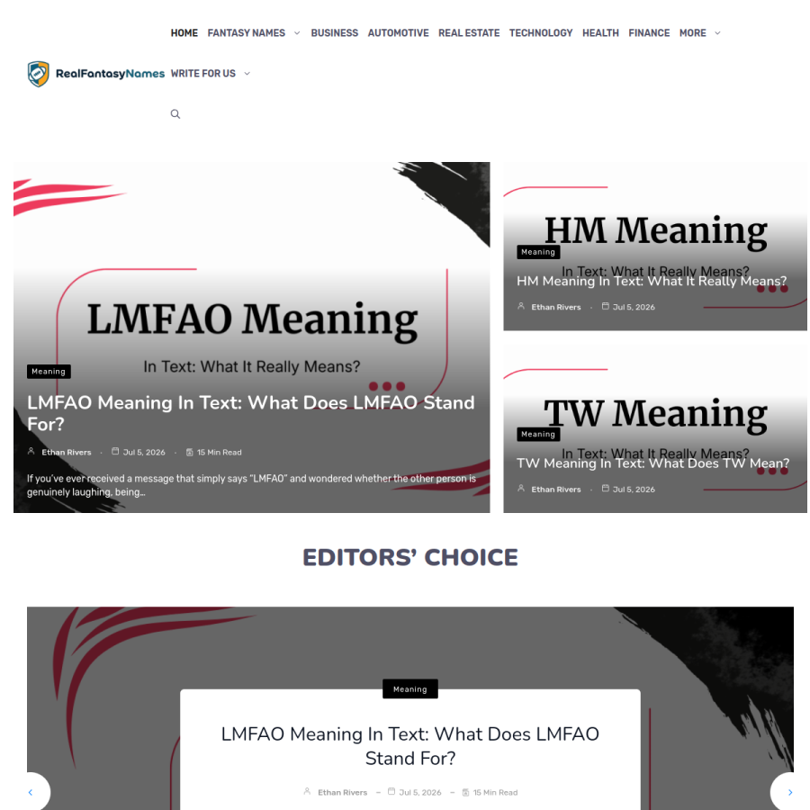 realfantasynames.com homepage screenshot