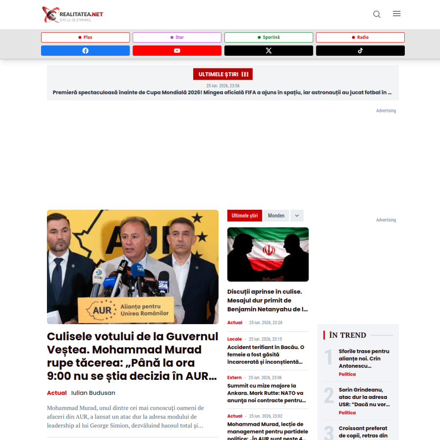 realitatea.net homepage screenshot