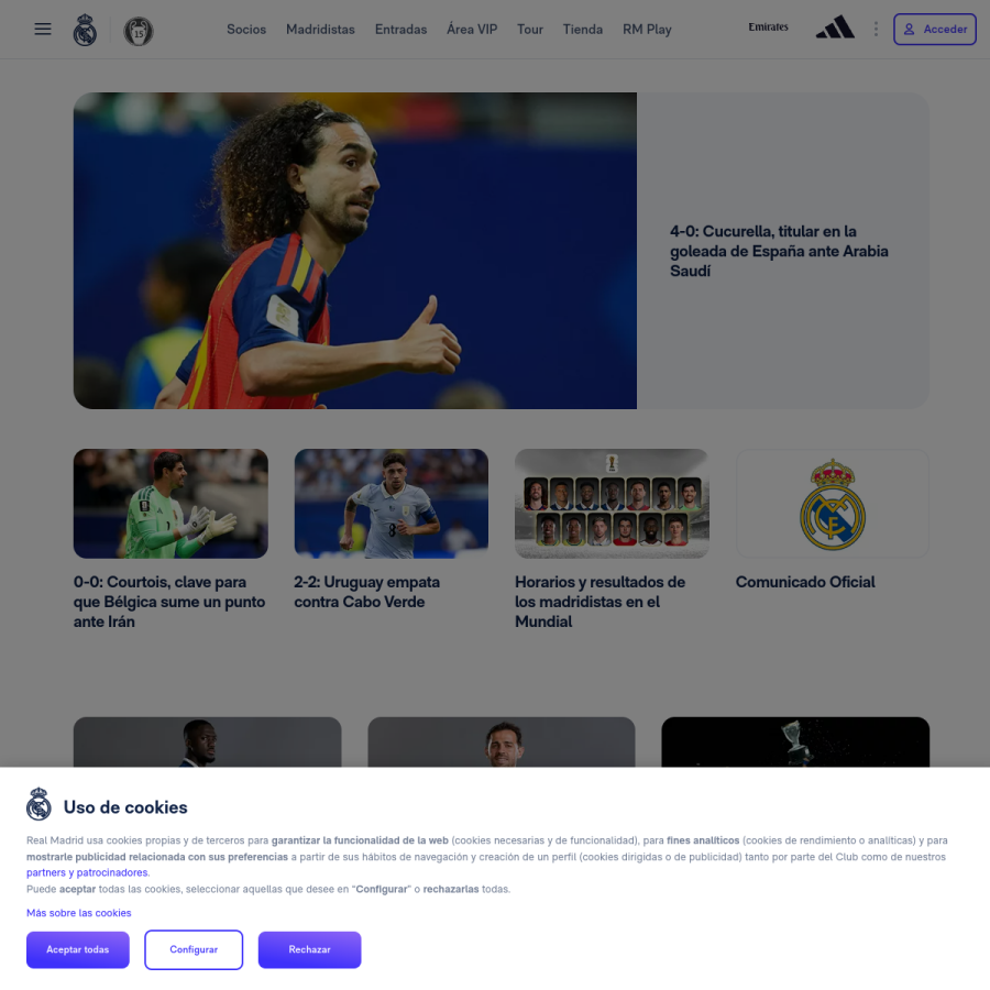 realmadrid.com homepage screenshot