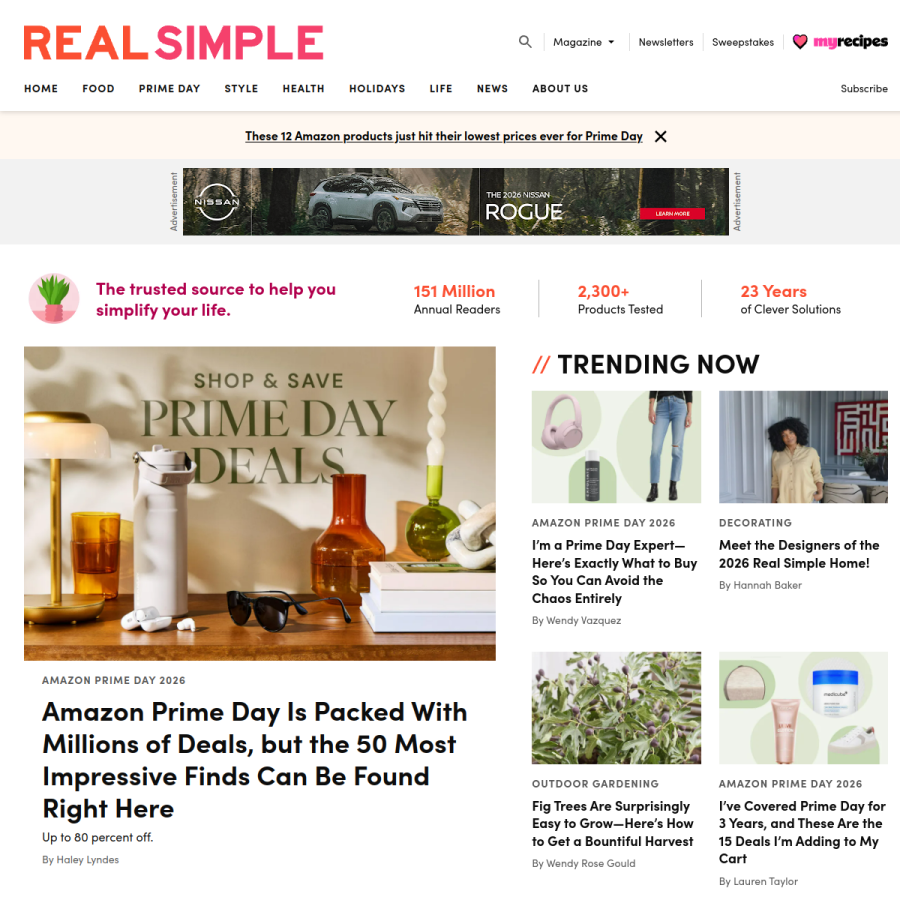 realsimple.com homepage screenshot