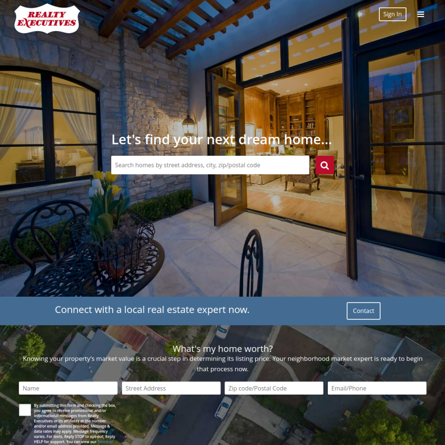 realtyexecutives.com homepage screenshot