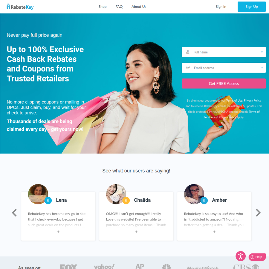 rebatekey.com homepage screenshot