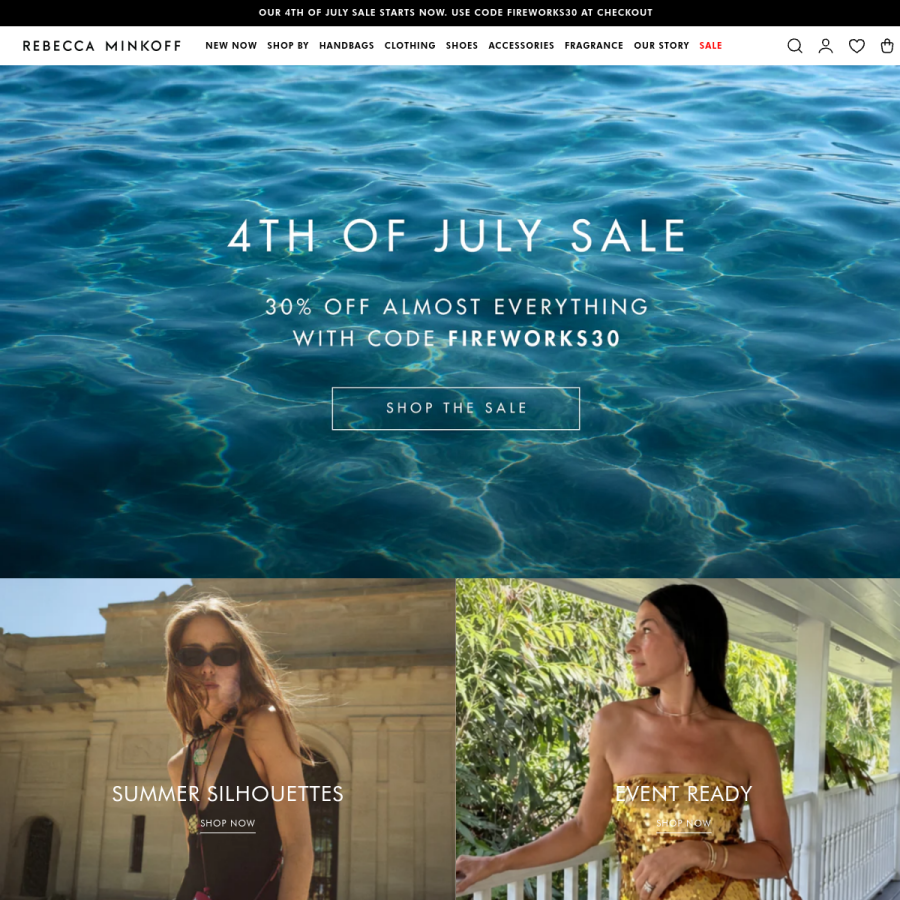 rebeccaminkoff.com homepage screenshot