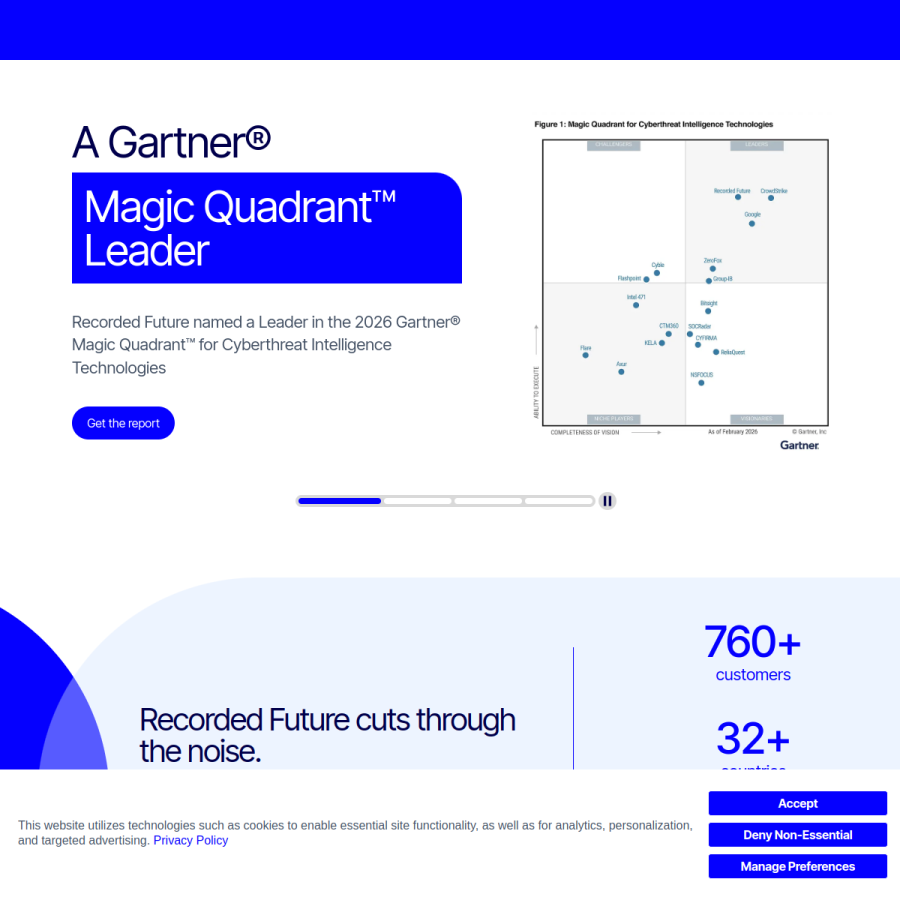 recordedfuture.com homepage screenshot
