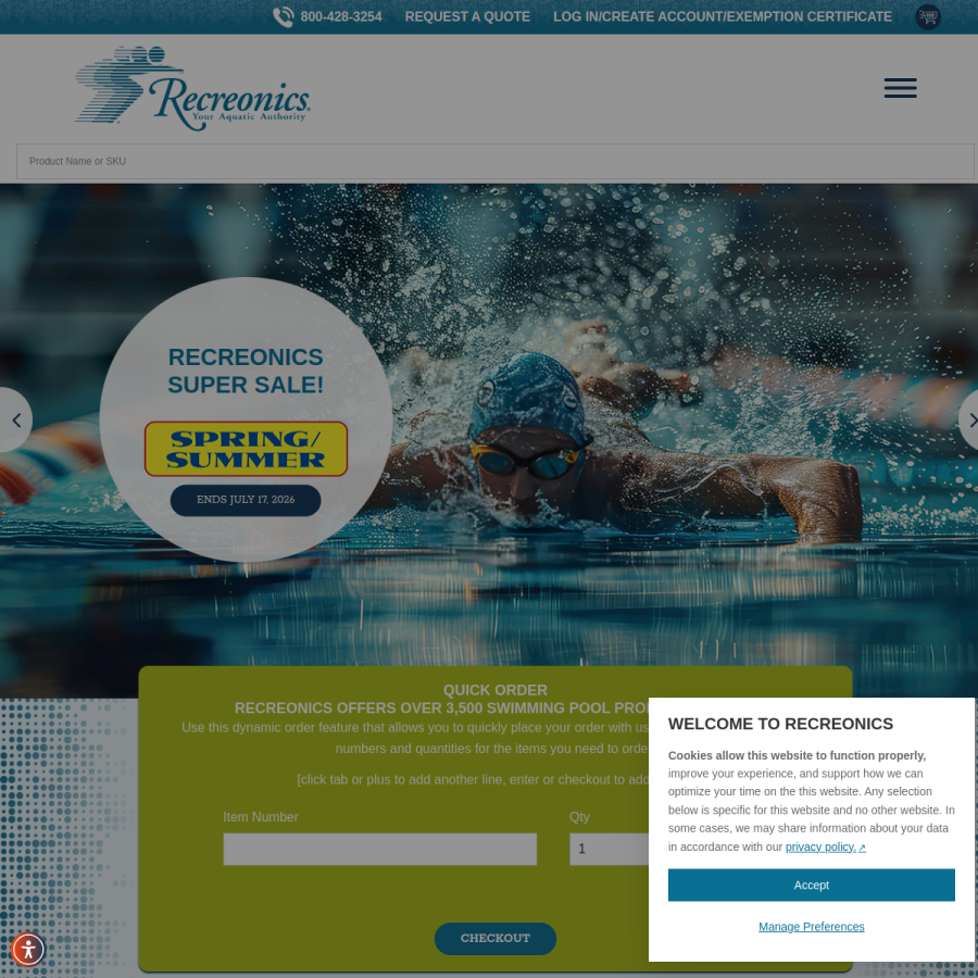 recreonics.com homepage screenshot