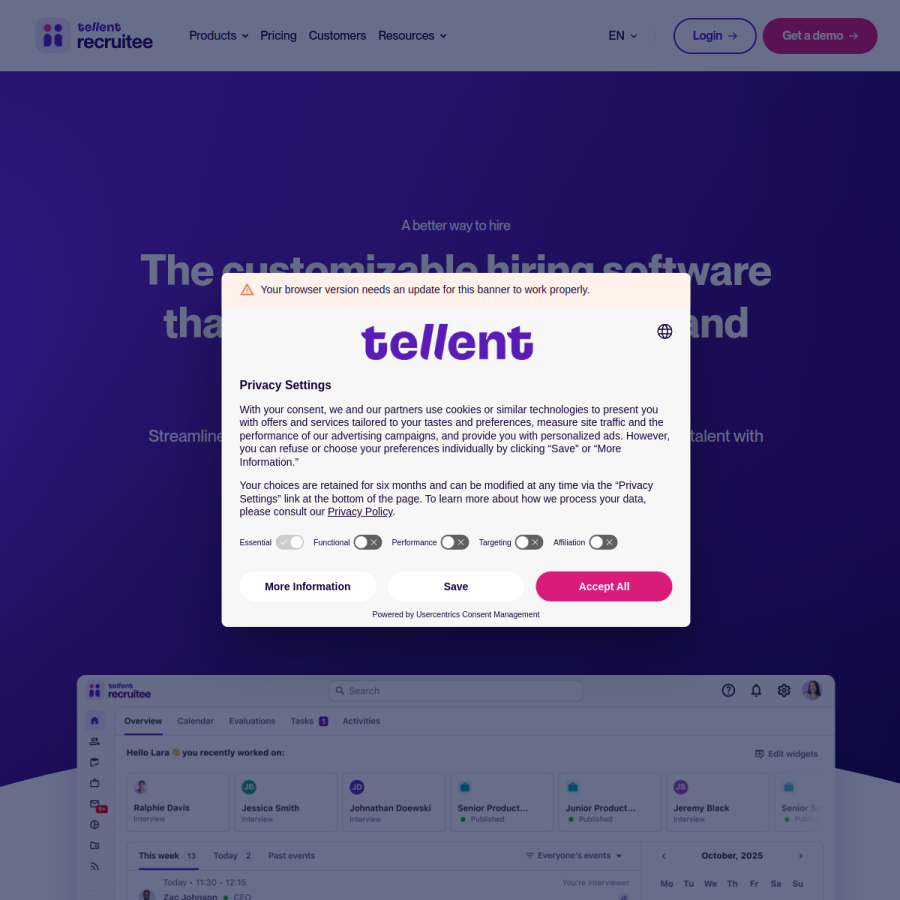 recruitee.com homepage screenshot