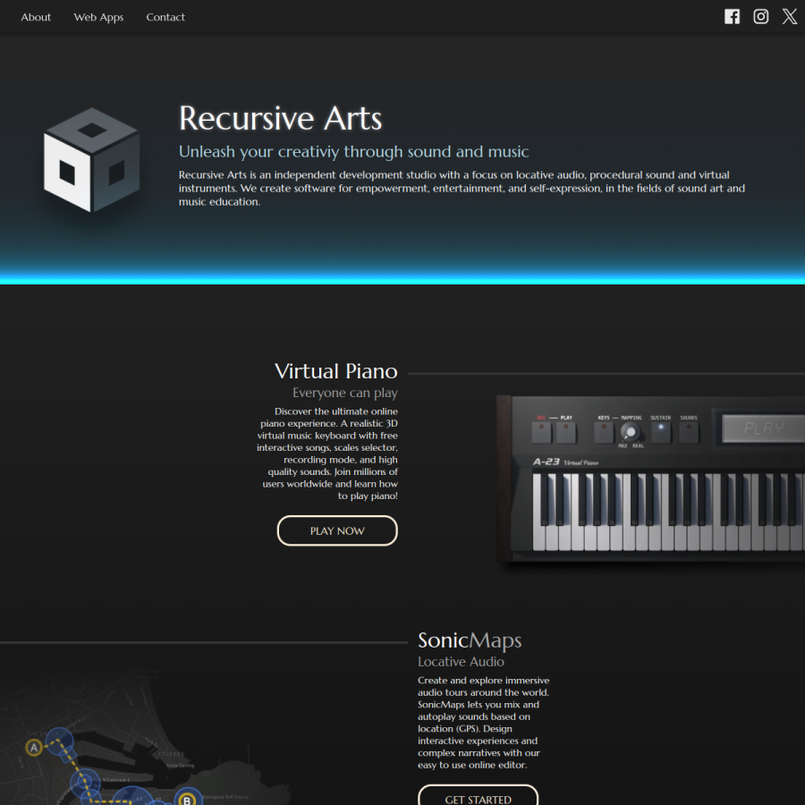 recursivearts.com homepage screenshot