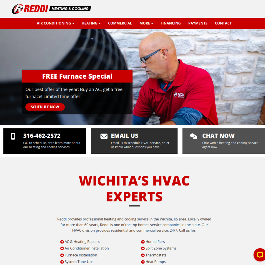 reddihvac.com homepage screenshot