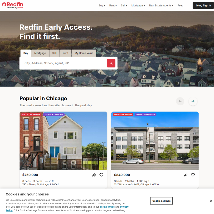 redfin.com homepage screenshot