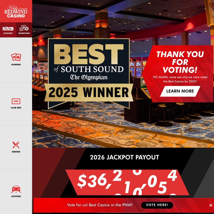 redwindcasino.com homepage screenshot