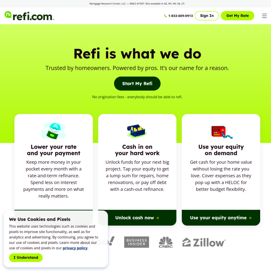 refi.com homepage screenshot