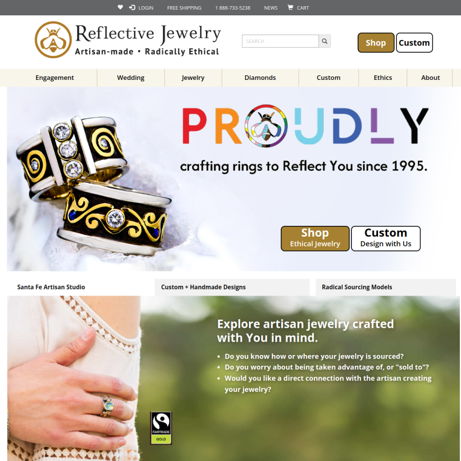 reflectivejewelry.com homepage screenshot