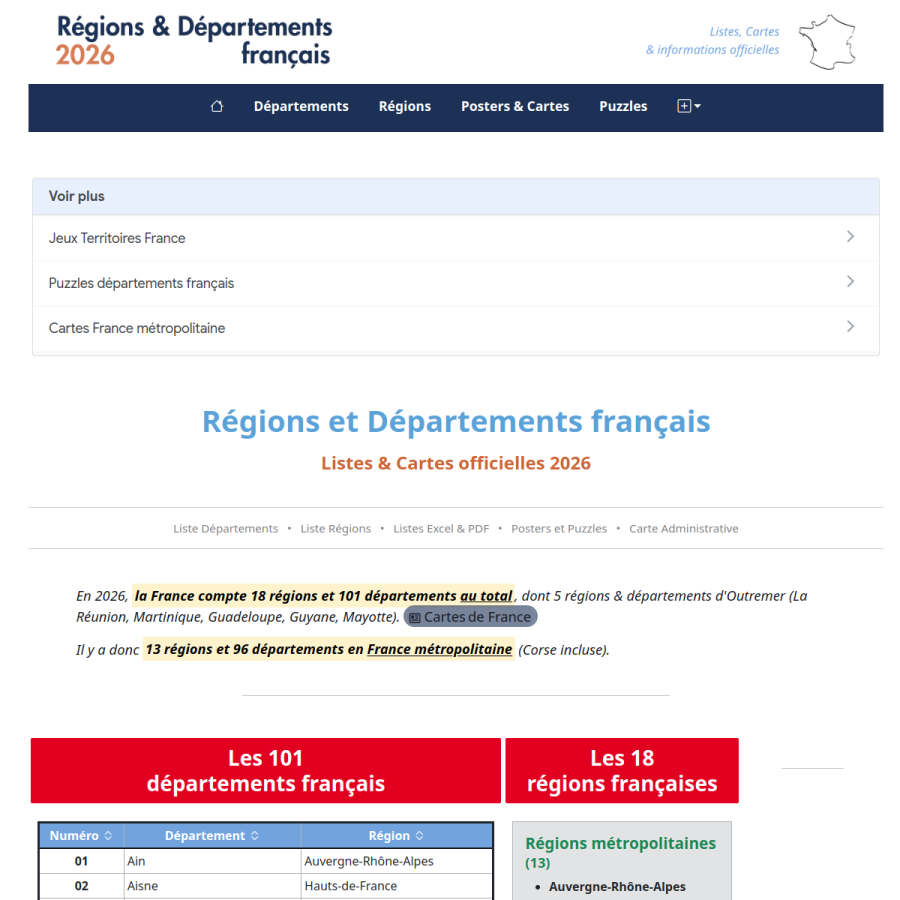 regions-et-departements.fr homepage screenshot