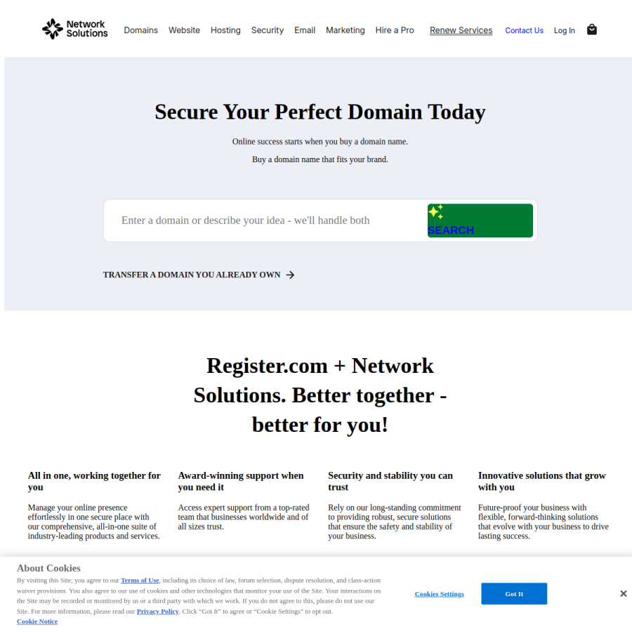 register.com homepage screenshot