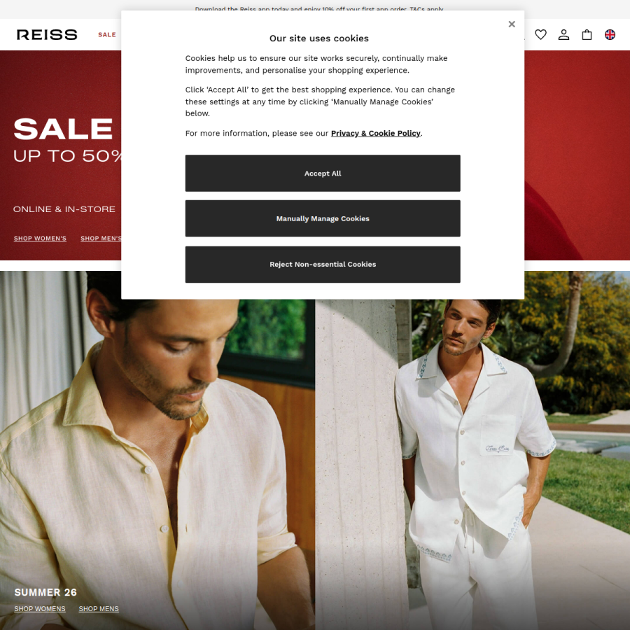 reiss.com homepage screenshot