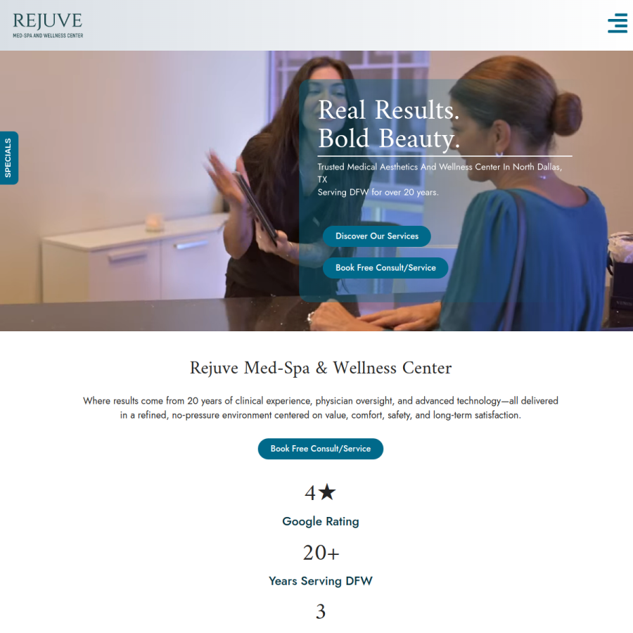 rejuvemedspa.com homepage screenshot