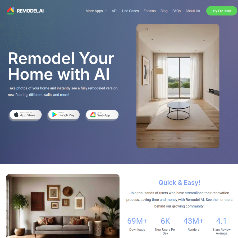 remodelai.app homepage screenshot