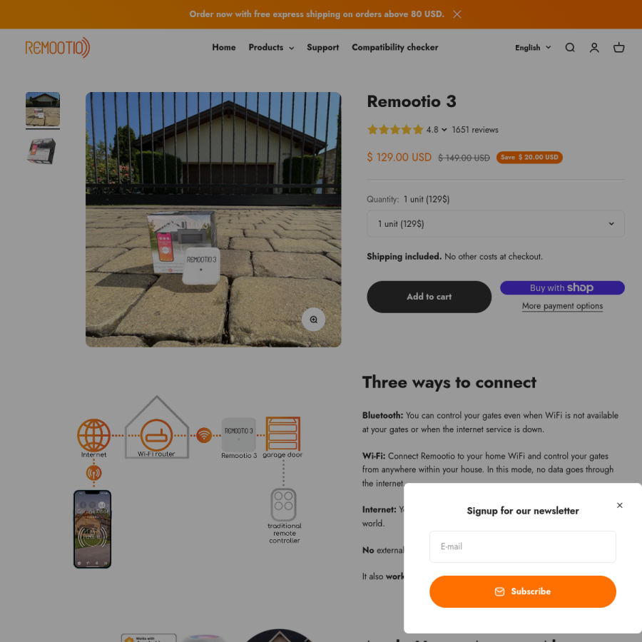 remootio.com homepage screenshot