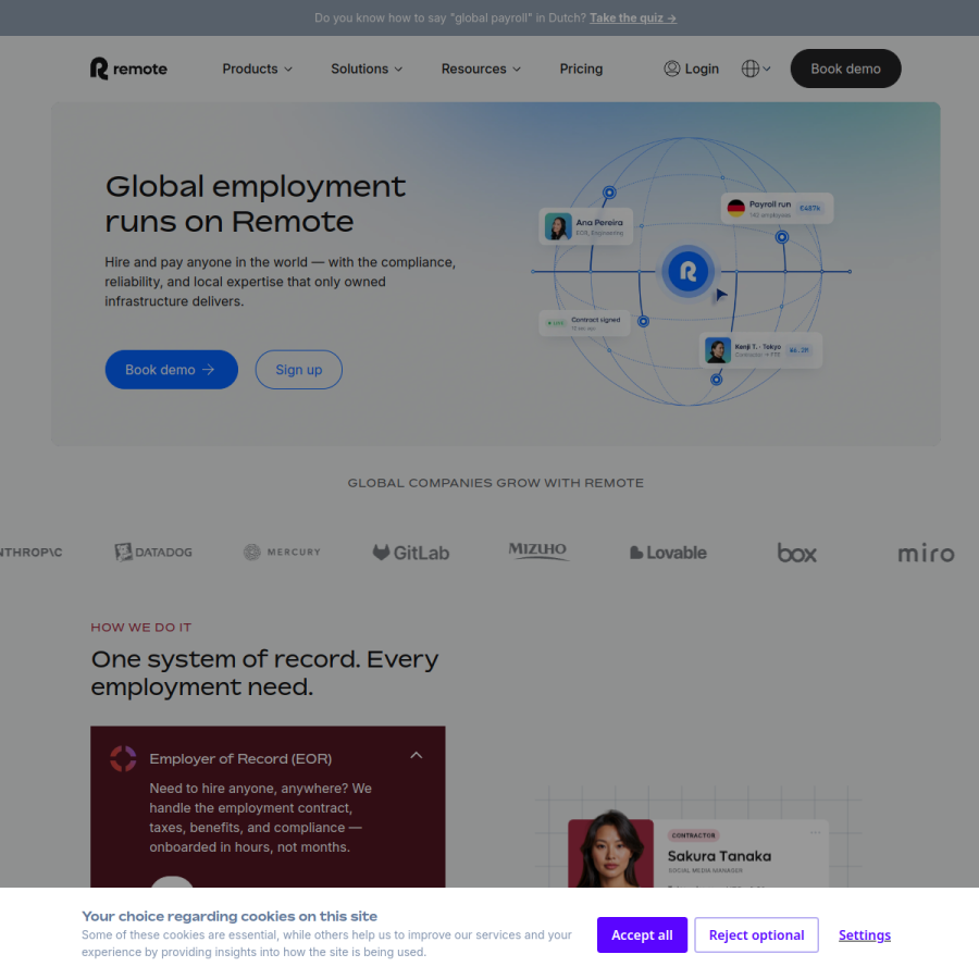 remote.com homepage screenshot