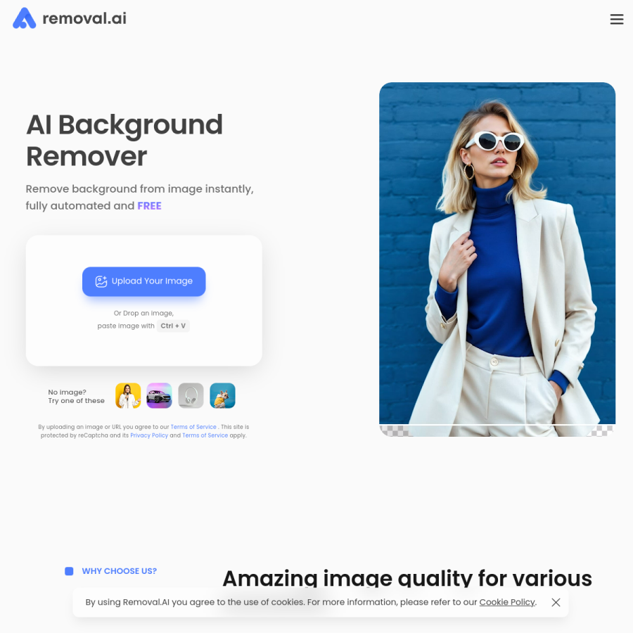 removal.ai homepage screenshot