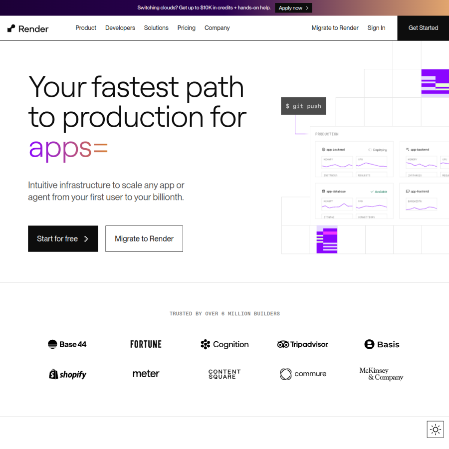 render.com homepage screenshot
