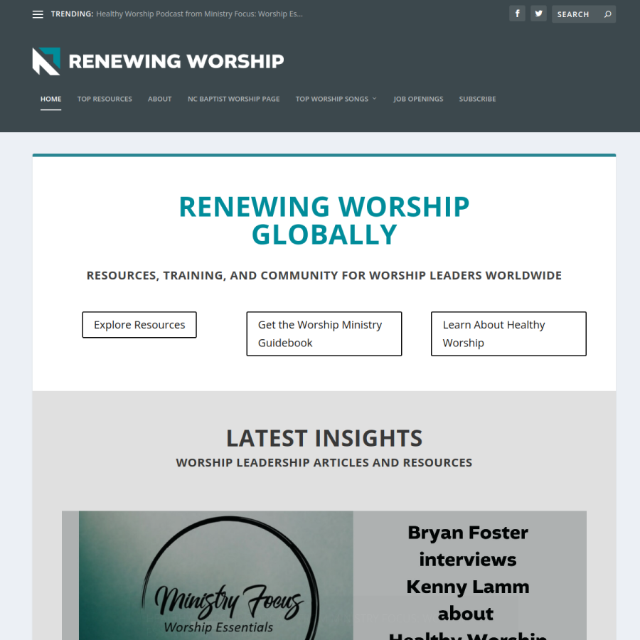 renewingworshipnc.org homepage screenshot
