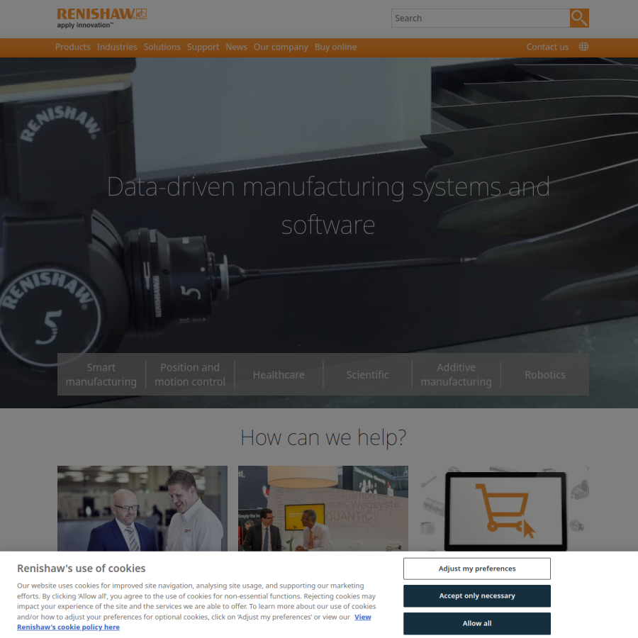 renishaw.com homepage screenshot
