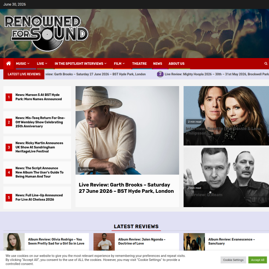 renownedforsound.com homepage screenshot