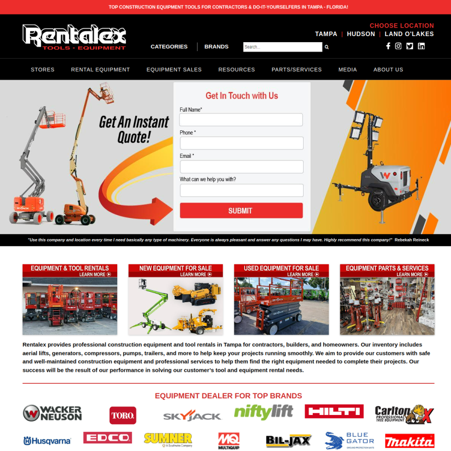 rentalex.com homepage screenshot