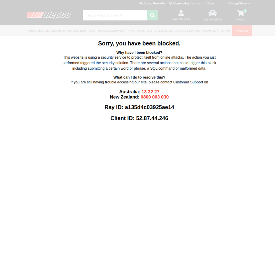 repco.com.au homepage screenshot