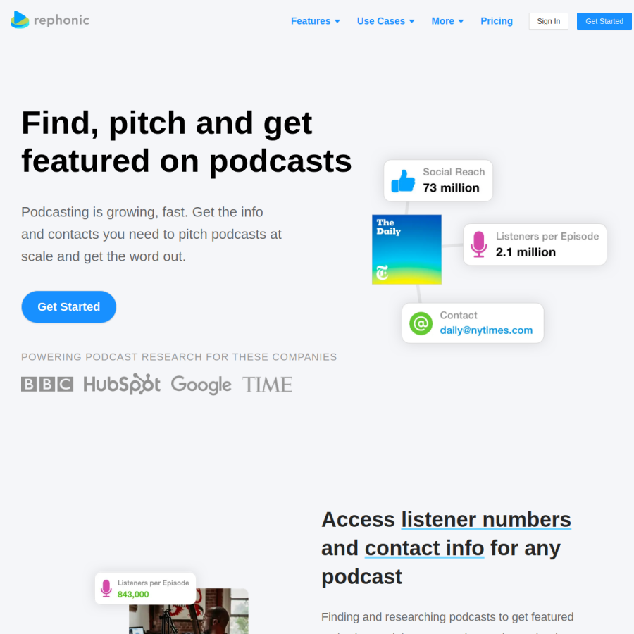 rephonic.com homepage screenshot