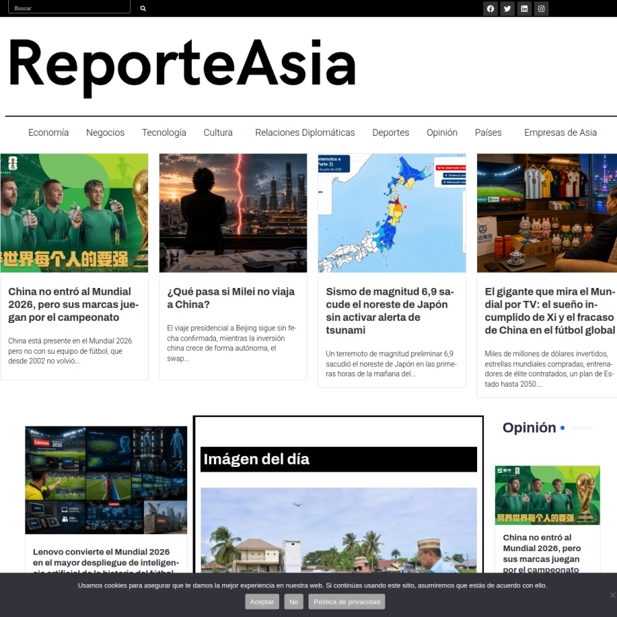 reporteasia.com homepage screenshot