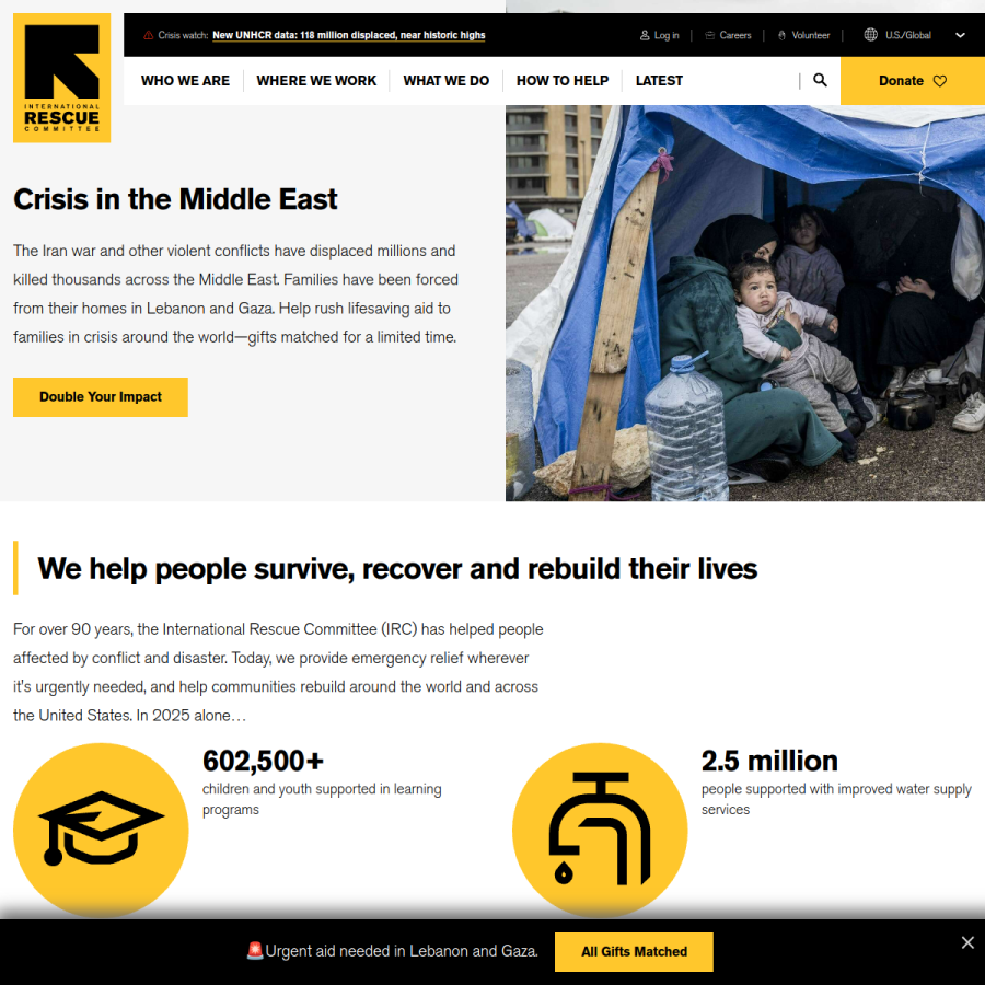 rescue.org homepage screenshot