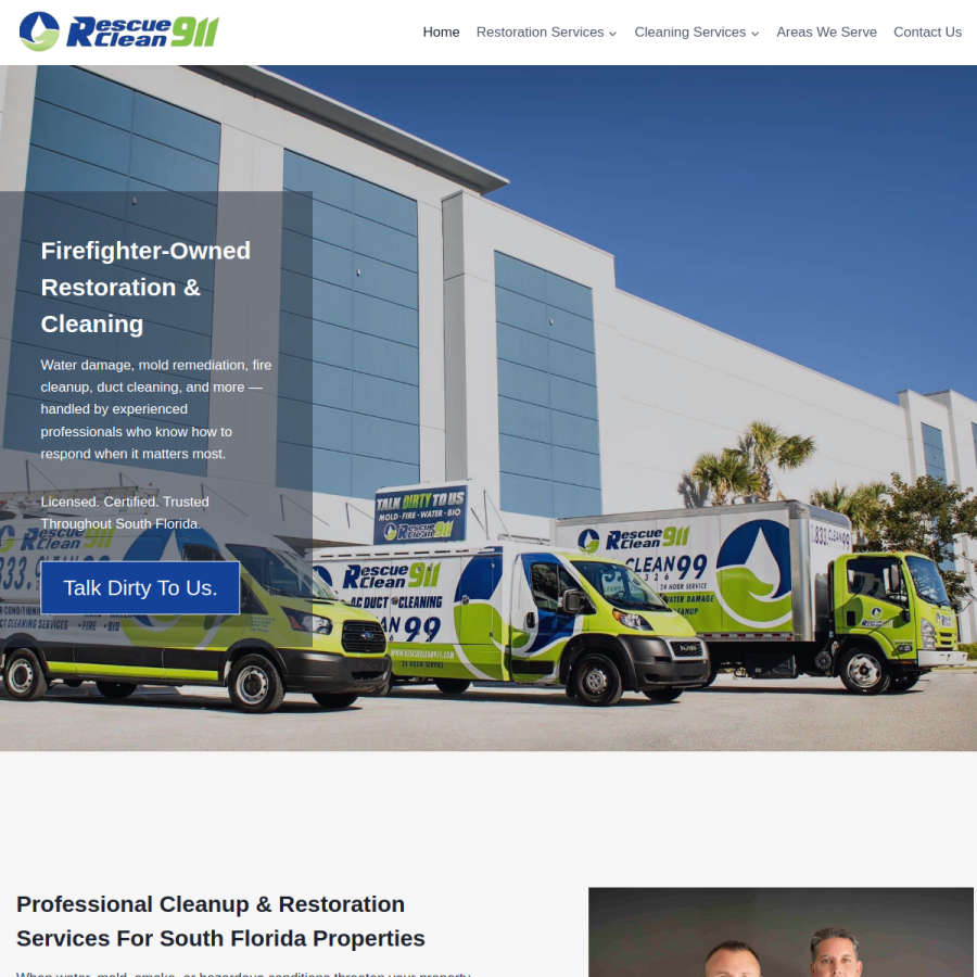 rescueclean911.com homepage screenshot