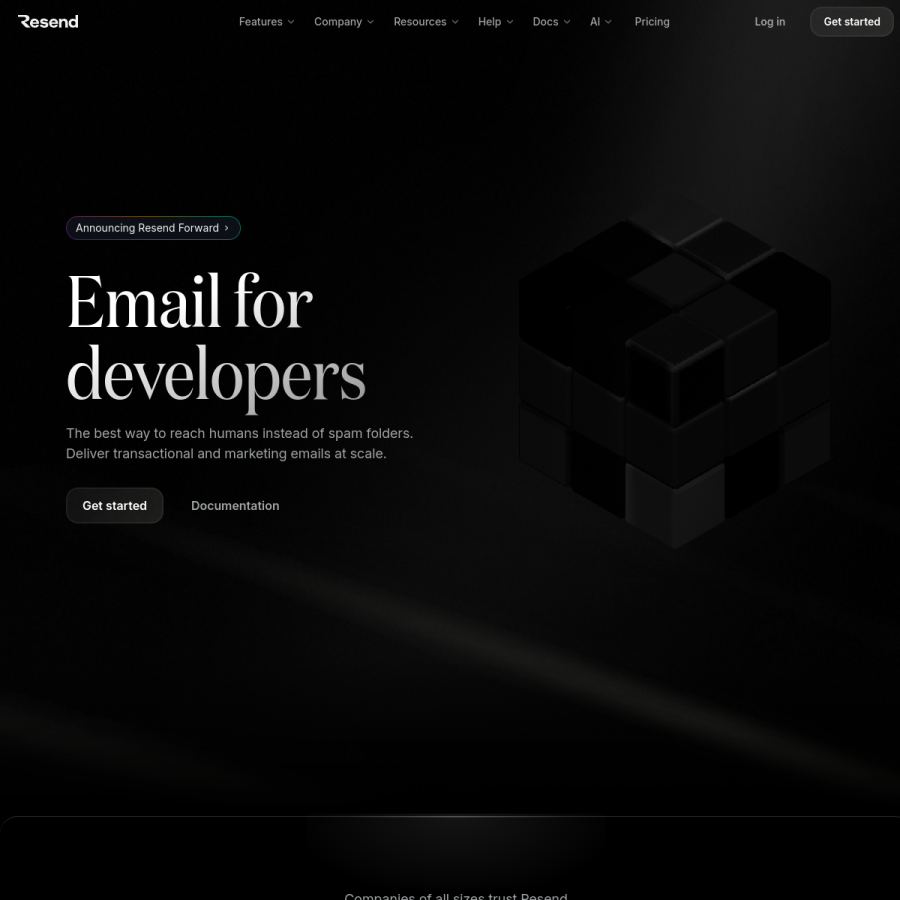 resend.com homepage screenshot